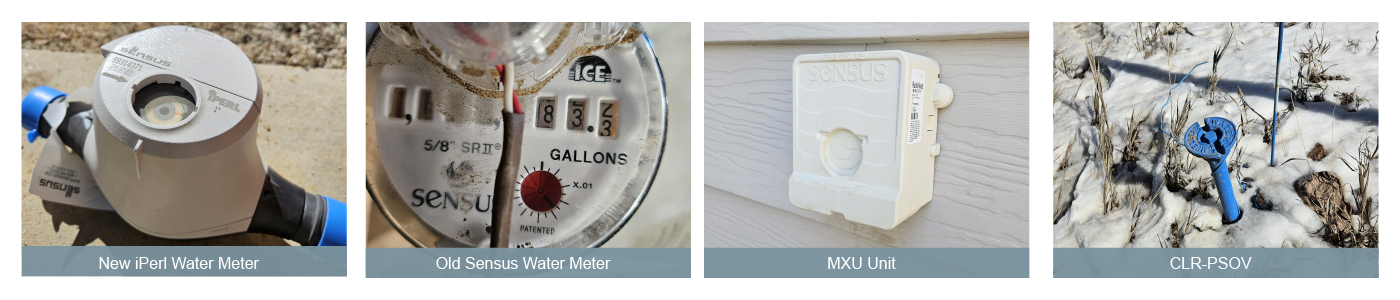 2 TYPES OF WATER METERS W/ SHUT OFF VALVE, MXU UNIT & PSOV